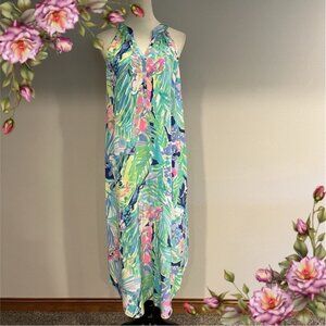 Lilly Pulitzer Bailey Halter Midi Dress 100% Silk size Large